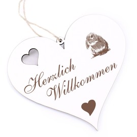 Herzlich Willkommen Sign, Dwarf Rabbit, Decorative Heart Wooden Welcome Sign, Door Sign, Door Decoration