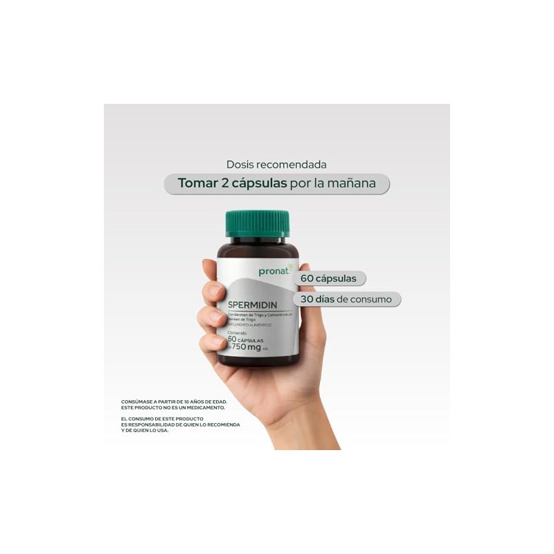 Pronat Spermidin Antioxidante Suplemento Alimenticio 60 Cápsulas – Con Germen