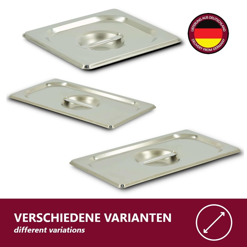 HOOZ GN 1/4 Lid without Spoon Cut-Out, Stainless Steel, Temperature