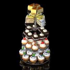 LoengMax 5-Tier Rotating Cupcake Stand, Clear Acrylic 360° Spinning Dessert Display Tower for Cakes & Pastries, Serving Stand for Weddings, Birthdays, Parties