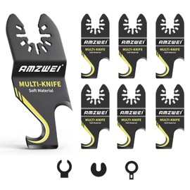 AMZWEI 6PCS Hook Knife Oscillating Multi Tool Blade, Triped-Edge Push Pull Scraper Saw Blades for Roofing Shingles, PVC Floor Carpet, Cardboard Cutting, Compatible with Dewalt Milwaukee Craftsman