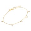 Yellow Gold Plated Sterling Silver Faux Pearl Dangle Station Anklet