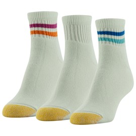 GOLDTOE Women's Ultra Tec Quarter Socks, 3-Pairs, White/Blue Assorted, Shoe Size: 6-9