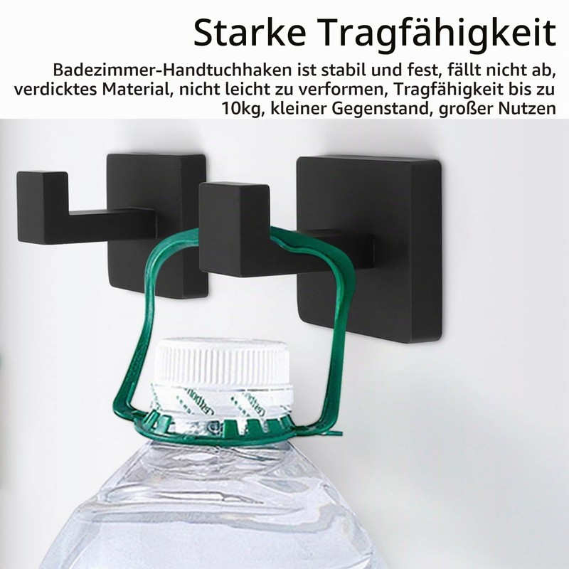 HERKINDNESS Pack of 2 Towel Holder Black with Drilling Stainless
