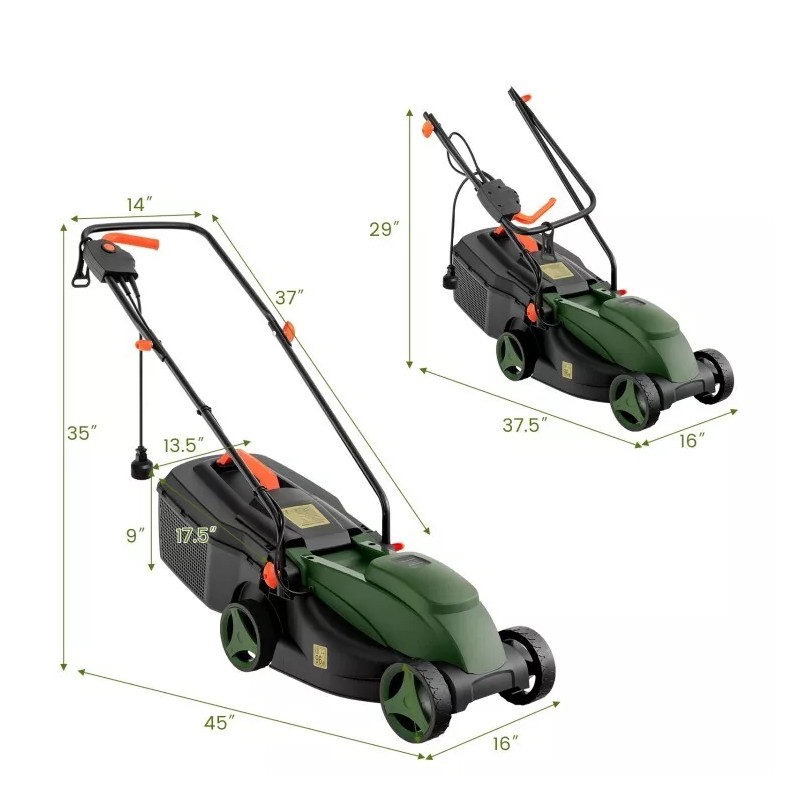 Costway 12-AMP 13.5" Corded Electric Grass Corded Lawn Mower Adjustable