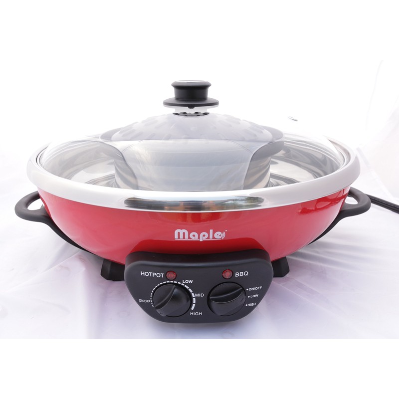 Maple Enjoy Suki Electric Hot Pot Shabu with Korean BBQ