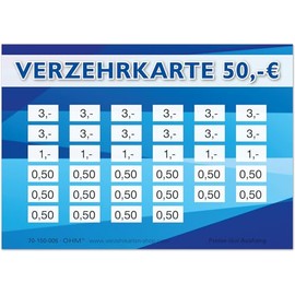 250 consumption cards DIN A7, total value 50 euros, practical alternative to tokens, for clubs, catering etc., easy cashless payment