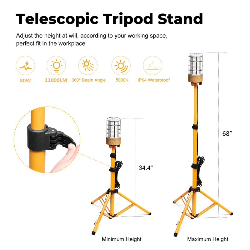 MeFard Work Light with Tripod Stand Led Construction/Jobsite Work Lights,11000