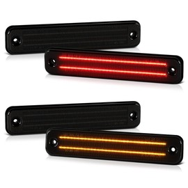 VIPMOTOZ 4PC Front+Rear Dark Amber+Red LED Side Marker Lamps Compatible With 2003-2009 Hummer H2 Smoked Tinted Lens Left Driver Right Passenger Side Pair Set