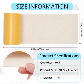 BENECREAT Cotton Canvas Repair Tape 78x4 Inch White Self-Adhesive Fabric Repair Patch for Repairing Sofas, Tents, Chairs, Car Seats, Boat Covers, 1mm Thick