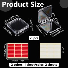 nbeads Press on Nail Boxes, Press on Nails Packaging Box Set with 2 Sheets, Double-Sided Nail Tape for Nail Art, Business, Salon, Nail Display, Inner Diameter: 6.7 x 6.65 cm, Pack of 20