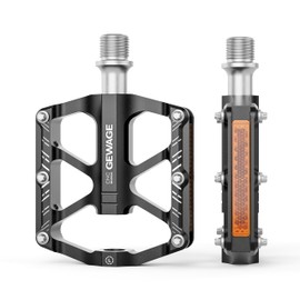 GEWAGE Folding Bike Pedals, Bicycle Pedals Reflectors with Bicycle Pedals, 9/16 Inch Non-Slip CNC Aluminium Platform Pedals for Folding Bikes, Mini Velo Bicycles, Children's Bikes