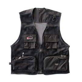 Foldable Outdoor Fishing Camping Travel Mesh Vest, Multi-Pockets Photography Lightweight Vests (Black, US S/Tag L)