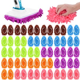 Xtinmee 30 Pairs (60 Pieces) Mop Slippers Shoes for Floor Cleaning, Microfiber Shoes Cover Mop Socks Dusting Slippers Mopping Shoes Duster Mop Slippers Cover for Foot Dust Hair Cleaners Women, 6 Color