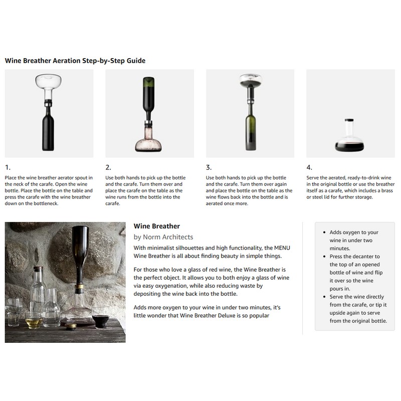 MENU Wine Breather Deluxe – Glass Wine Decanter with Aerator