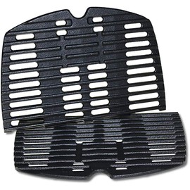 GGC 7644 7582 Grill Grates for Weber Q100 Q1000 Q120 Q1200 Q1400 Gas Grills, 17" x 12.7" Cast Iron Cooking Grates for Weber 50060001 51010001 51040001 51060001, 2PCS Baby Q Replacement Parts