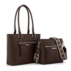 Montana West 2Pcs Handbags Sets for Women Large Tote Bags Cute Crossbody Purses - Color: Coffee