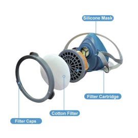 HAOX Half/Full Face Mask With Safety Goggles Filter Anti-Dust/Gas Respirator Reusable - 3200B Half Face 4 in 1 set