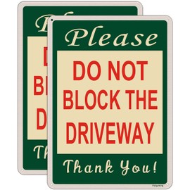 2 Pack Please Do Not Block The Driveway Thank You Signs 10 x 7 Inches No Parking in Driveway Signs Metal Reflective Sturdy Rust Aluminum Waterproof Easy to Install