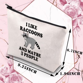PLITI Raccoon Makeup Bag Raccoon Lover Gift I Like Raccoons and Maybe 3 People Travel Pouch for Wildlife Animal Lover Gift(I Like RaccoonsU)
