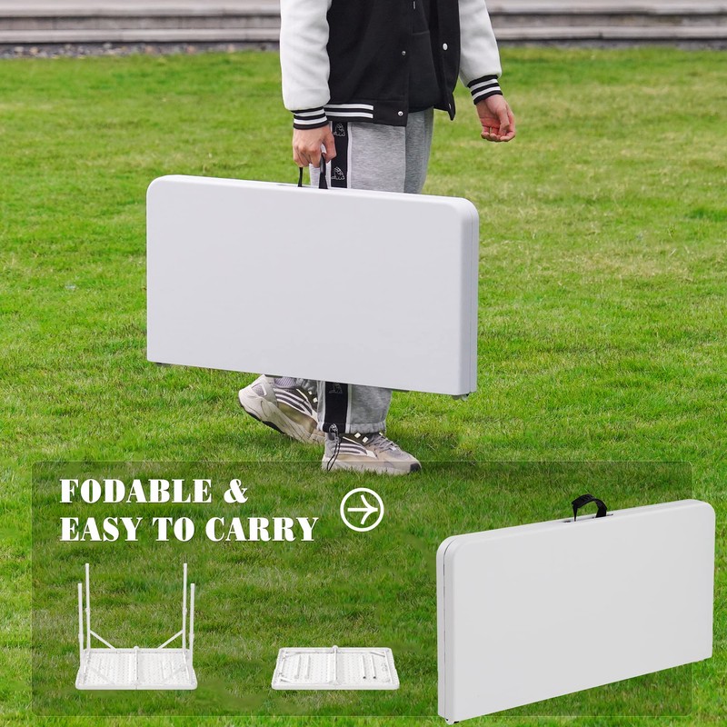 Allpop 34'' Square Folding Table, Portable Plastic Fold in Half