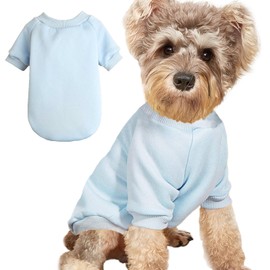 JOUHOI Puppy Sweater for Small Dogs Clothes Warm Winter Cat Clothe Pet Sweatshirt Knitwear Doggie Kitten Clothing, Light Blue, Medium
