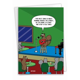 NobleWorks - 1 Funny Animal Card for Birthdays - Pet Cat and Dog Humor, Birthday Notecard with Envelope - Squirrel Song C9607BDG