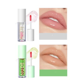 Punifengsi Fruit Flavoured Lip Oil,Lip Oil,Fruit Color Changing Lip Gloss lipstick, Long Lasting Moisturizing Lip Tint (Coconut+Apple, 2pcs)
