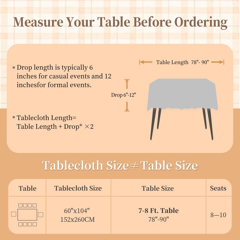 Laolitou White Embroidered Grid Tablecloth, Wrinkle Resistant,60"x104"
