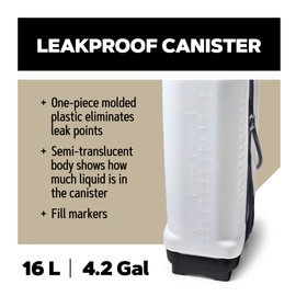 Oregon Backpack Pressure Garden Chemical/Weed Killer Sprayer with Lance and 4 Adjustable Spray Nozzles, 16 litres, Knapsack Wearable Gardening Accessories