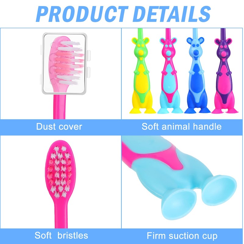 Gerrii Kids Toothbrushes Bulk Soft Lovely Little Kangaroo with Covers