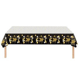 Black Gold Happy 30th Birthday Table Cloth Cover Party for Men,Women,Him,Her,137*274cm 30th Birthday Table Decorations,Rectangular Plastic Tablecloth for 30th Birthday Party Supplies Decorations