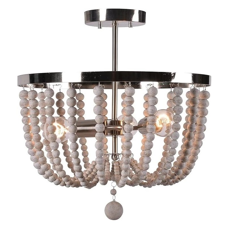 Kenroy Home Dumas 16 in, Brushed Steel 3-Light Distressed Wood