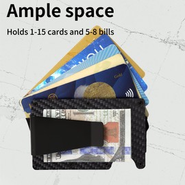 RARITIK Minimalist Carbon Fiber Wallet for Men, Money Clip Cash Strap Wallet, RFID Blocking Metal Wallet Aluminum Card Holder,Front Pocket Wallet(Carbon Fiber)