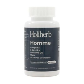 Holiherb Homme  Multivitamnico para hombres a base de CoQ10, L-Arginina, L-Carnitina, Selenio, Zinc y Vitaminas.                                      