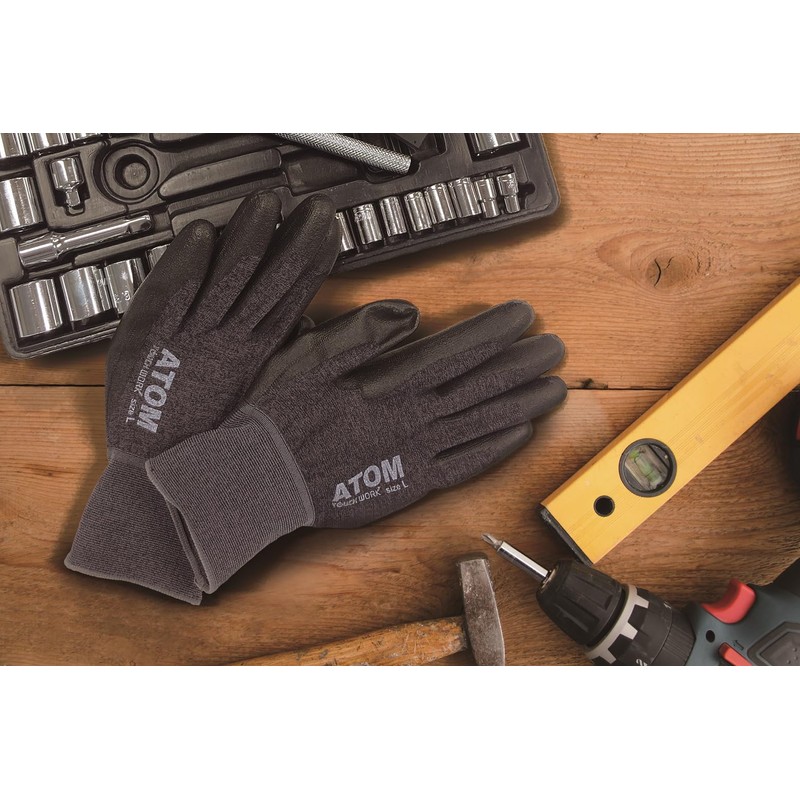 Atom 1670-5P-L Touchwork 18 Urethane Backless Gloves, 5 Pairs