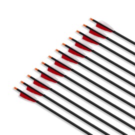 DEERACE 30" Carbon Hunting Arrows Archery Target Practice Arrows with 4" Turkey Feathers Spine 500 for Recurve Bow and Compound Bow(Pack of 12) (Feather Carbon Arrow)