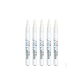 Uni-Paint Oil Based Paint Marker 5 Pens Bundle Set Multi surface Marking Pen PX-21 Fine Point White Colour Quik Drying Ink Water and Fade Resistant