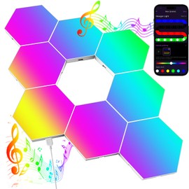 JIMIMORO Big Hexagon LED Light - 8 Pack Smart RGB Hexagon LED Panels Wall Lights with APP & Remote Control Cool Music Sync Gaming Lights for Living Room, Bedroom, Gaming Room, Kids, Adults