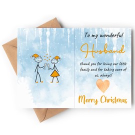 TRIDECOR Christmas Card For Husband, Romantic & Sweet Card For Him from Wife - Folded 5"x7" Card with Foil Text, Includes Envelope & Sticker, Lovely Xmas Card