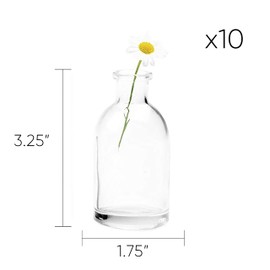 CHIVE ‘Loft’ Small Mini Flower Vases - Clear Glass Bud Vases, Set of 10 - Cute Vintage Rustic Centerpieces for Wedding, Events & Home - Premium Quality, Designed to Last
