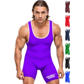 Exxact Sports Men's Wrestling Singlet, High Performance Powerlifting Singlet Wrestling Singlets for Men, Purple, Adult 3X-Large