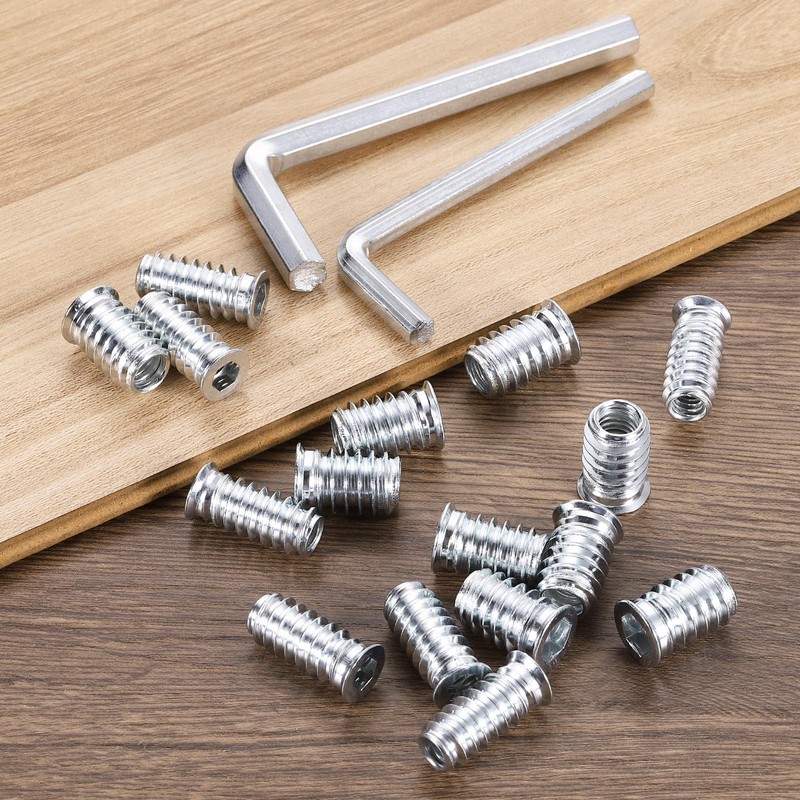 uxcell 50 Pcs Threaded Insert for Wood, 1/4" - 20