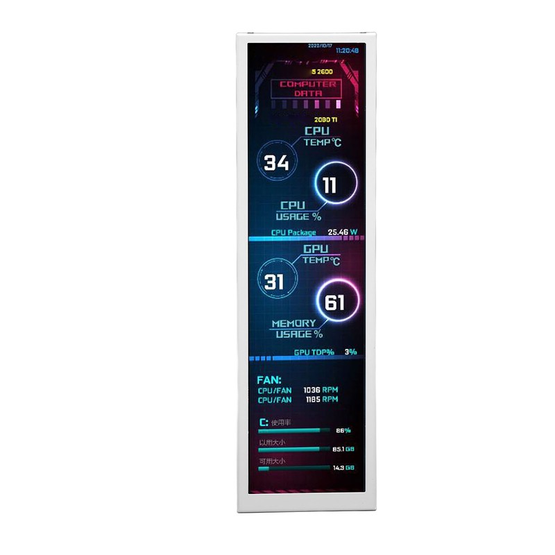 Computer Temp Monitor 8.8 Inch IPS Theme Editor Auto Off