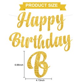 BEISHIDA Gold Happy Birthday Banner - NO DIY,Happy Birthday Banner,Pre-Strung Glitter Happy Birthday Decorations, Happy Birthday Sign for Women,Happy Birthday Garland,Happy Birthday Backdrop