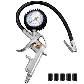 ALLmeter Digital Tyre Pressure Gauge Tyre Inflator Multifunctional Air Pressure Gauge Tyre Pressure Gauge Measuring Range 220 PSI 0-15 Bar with Valve Core Tool for Car Motorcycle Truck Car and Bicycle