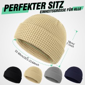 Kiiwah Beanie Hat Unisex Fishing Hat Beanie Warm Winter Hat Retro Trawler Beanie Short Knitted Hat Skull Cap Fisherman Beanie for Men and Women in Winter Autumn, brown, Unit size