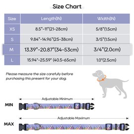 HEELE Dog Collar, Adjustable Soft Dog Collar for Small Medium Large Dogs,Floral Patterned Puppy Collars with Quick Release Buckle M Length 13.39''-20.87''