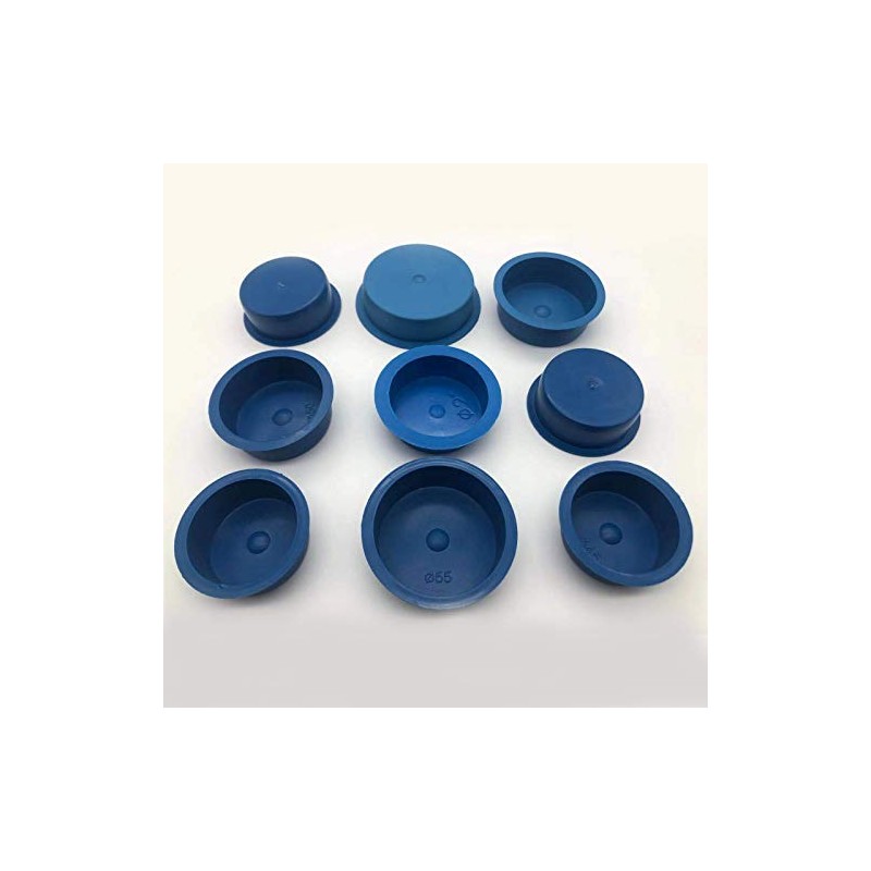 Rubber Blanking Plugs Closed Steel Pipe Panel Blue Flush Mount