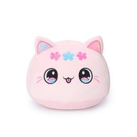 Alayger Cute Cat Plush Pillow 7" Rainbow Pink Kitten Stuffed Animals, Soft Kawaii Plushies Hugging Cat Plush Toy for Kids